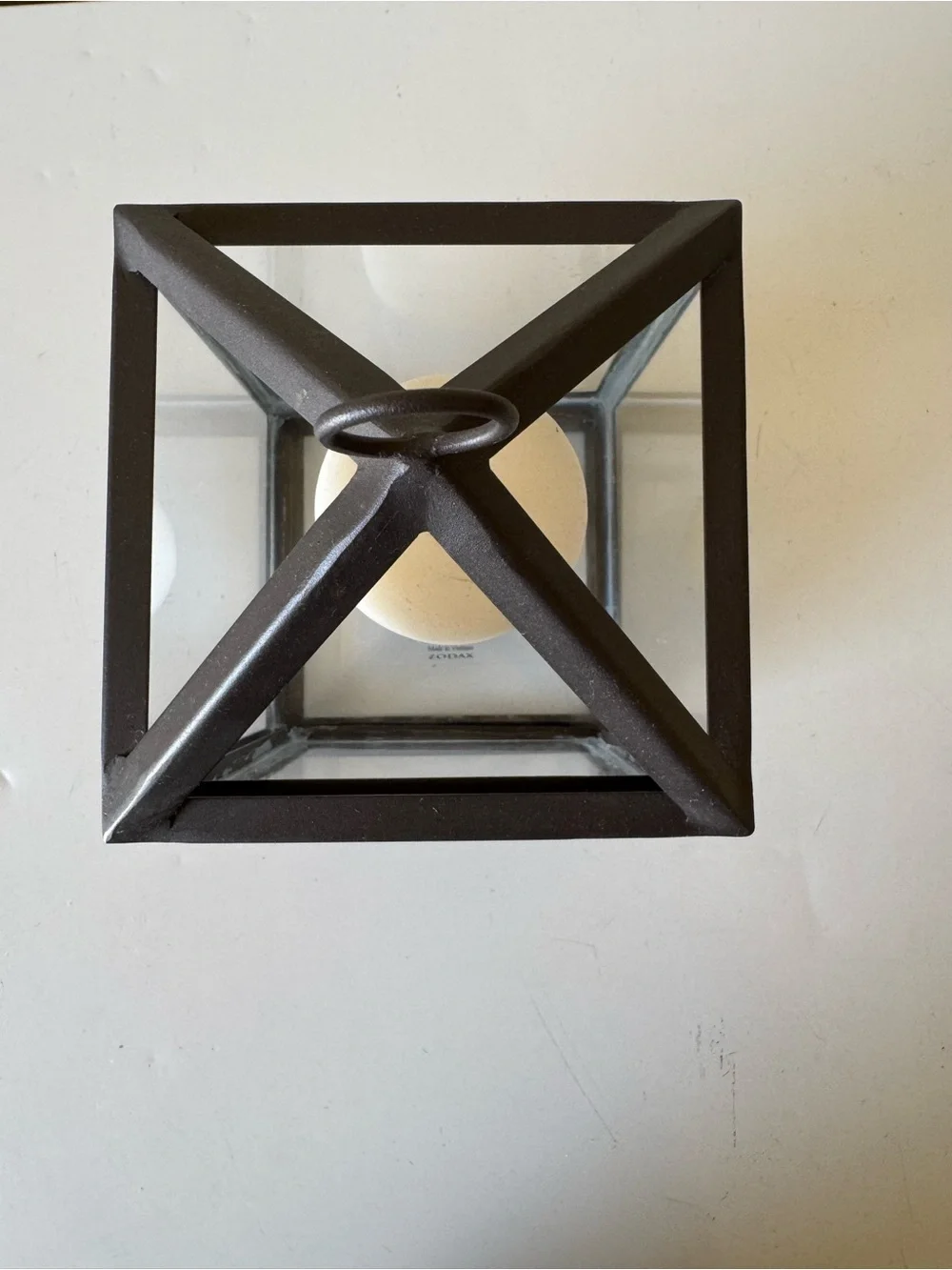 Classic Black Metal Lantern with White Pillar Candle